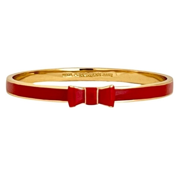 KATE SPADE • Red Take a Bow Bangle Stacking Layering Gold Bracelet - Picture 1 of 3